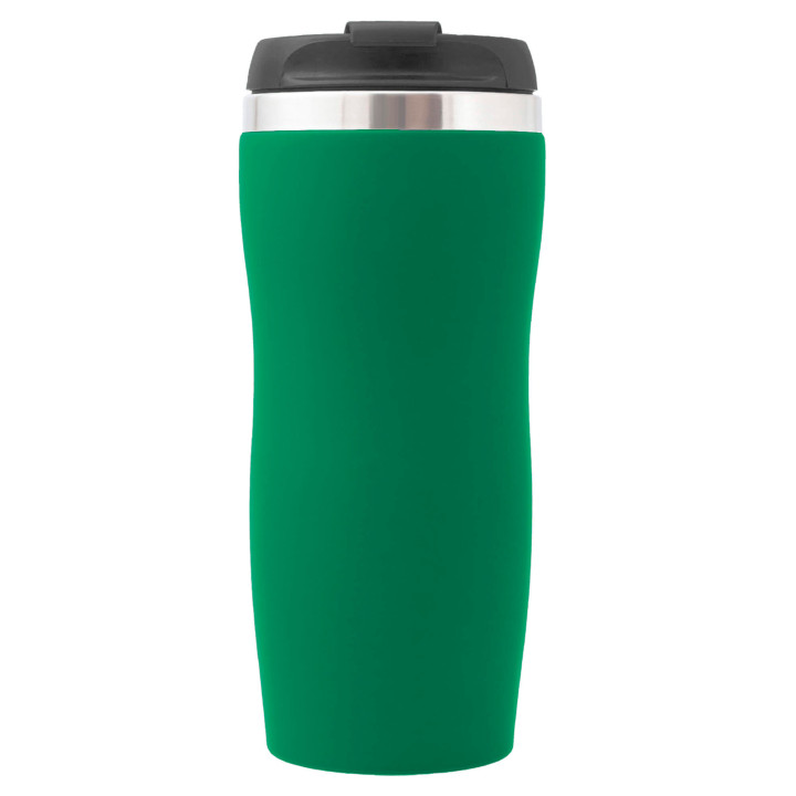 Термокружка SLIM SOFT 350мл. Зеленая с черной крышкой 6031.02