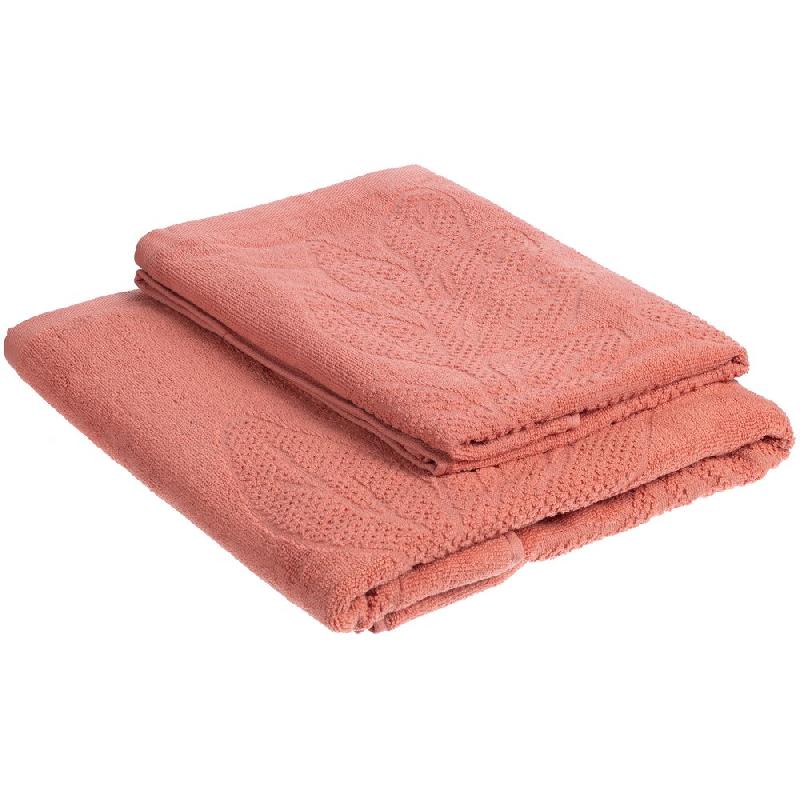 Полотенце махровое «Флора», большое, оранжевое (персиковое эхо) 130x70 см