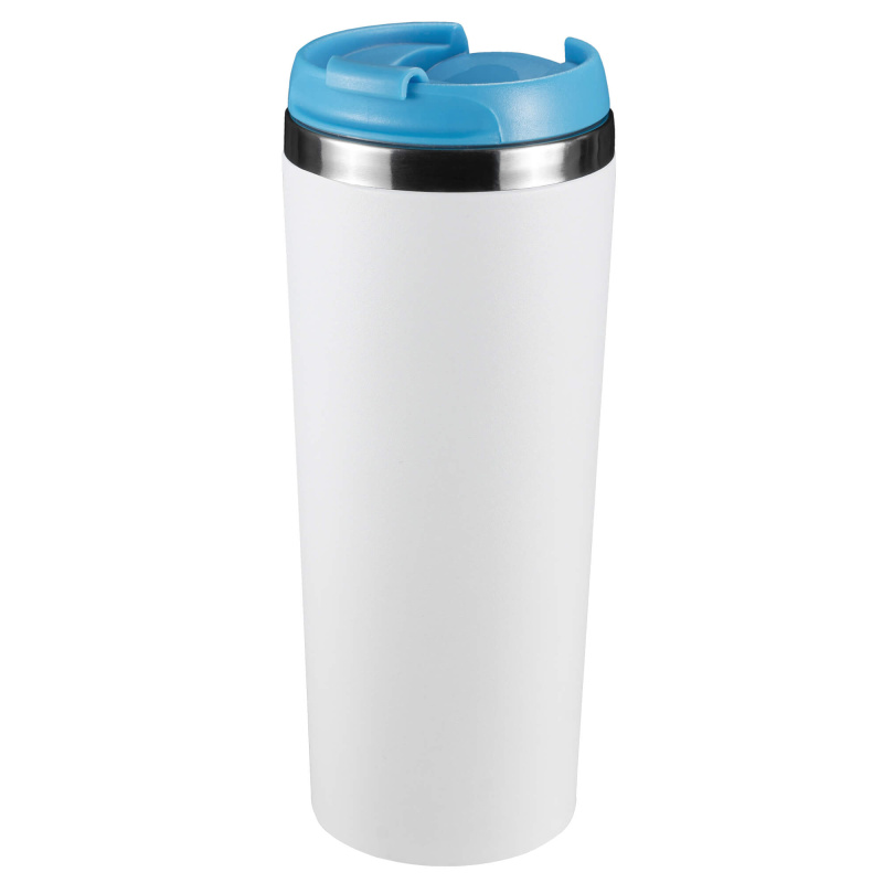 Термокружка KOMO WHITE 420мл. Белая с голубой крышкой 6062.12