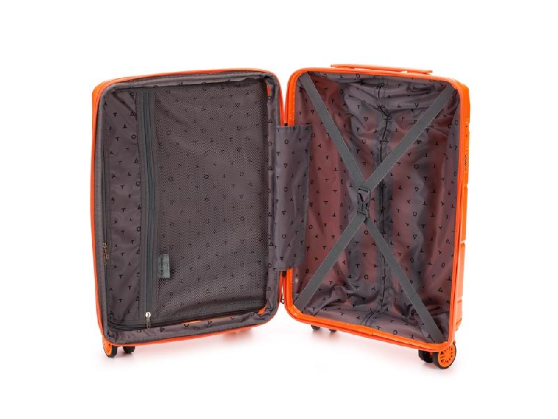 Чемодан TORBER В Отпуск, оранжевый, полипропилен, 36 х 21,5 х 55 см, 38 л