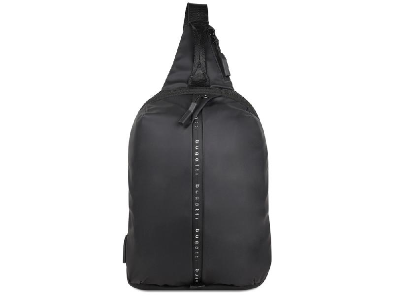 Рюкзак с одним плечевым ремнем BUGATTI Blanc, чёрный, тарпаулин/полиэстер, 18х9х30 см