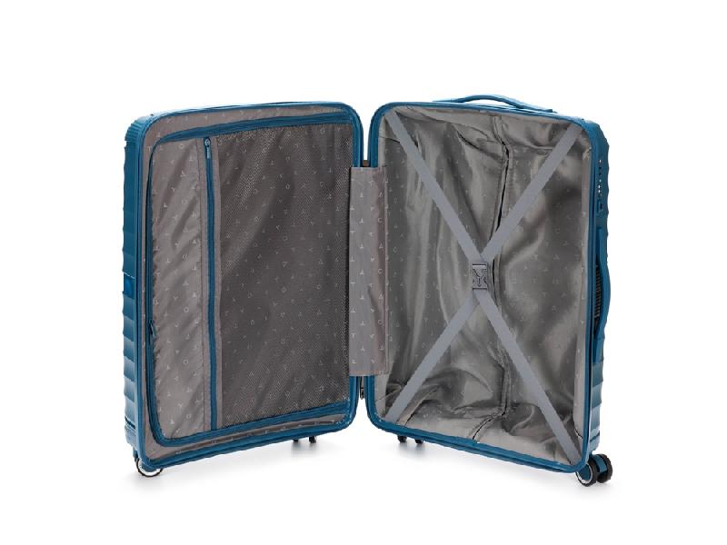 Чемодан TORBER Nevo, синий, полипропилен, 45 х 26 х 66 см, 66 л