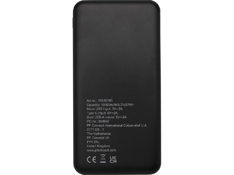 Портативное зарядное устройство Loop емкостью 10 000 мАч, сплошной черный