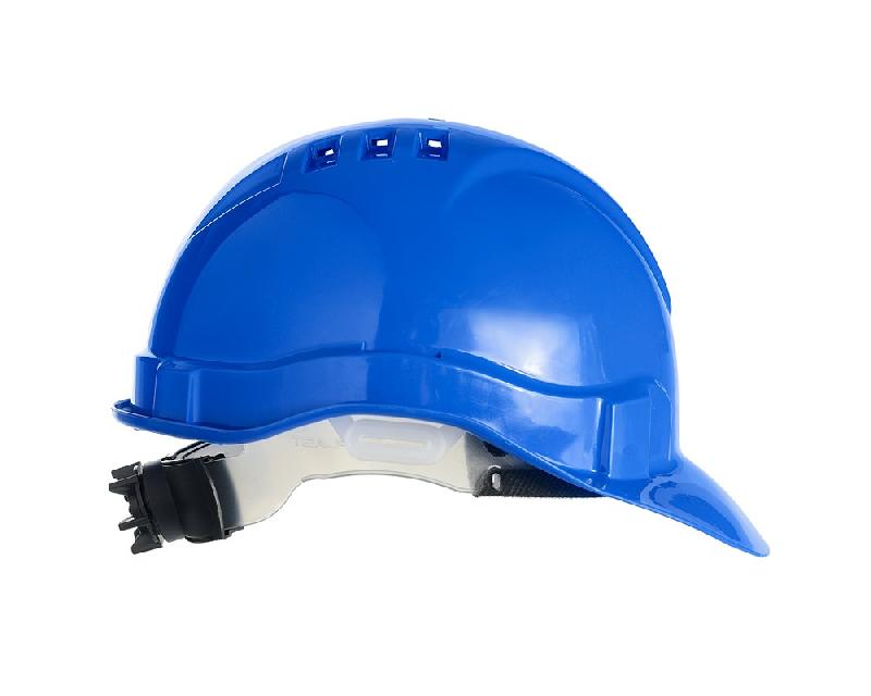 Каска защитная ЕЛАНПЛАСТ ЕВРОПА-ЛЮКС синяя (ленточное оголовье, храповый механизм)