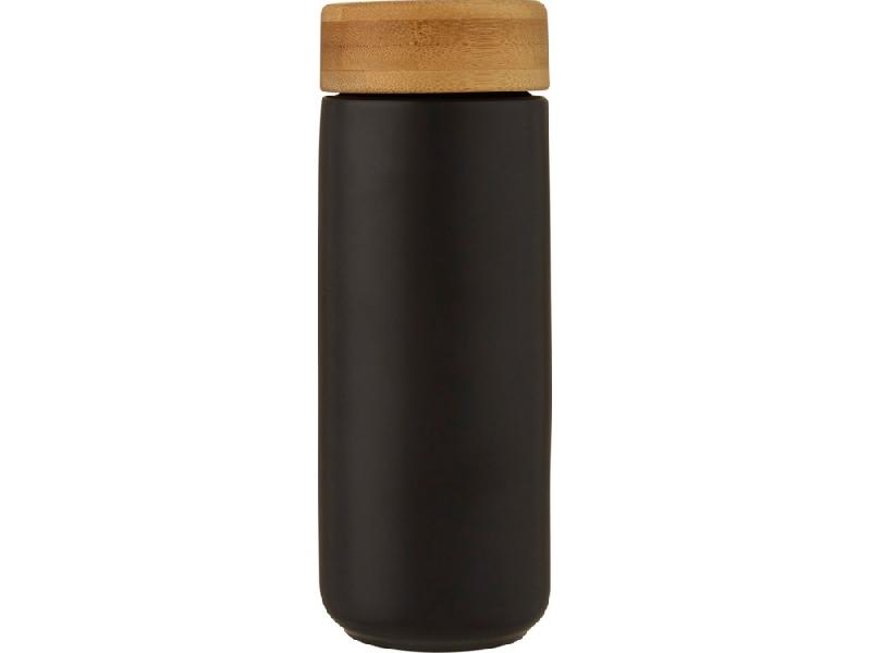 Lumi керамическая кружка объемом 300 мл с бамбуковой крышкой, черный