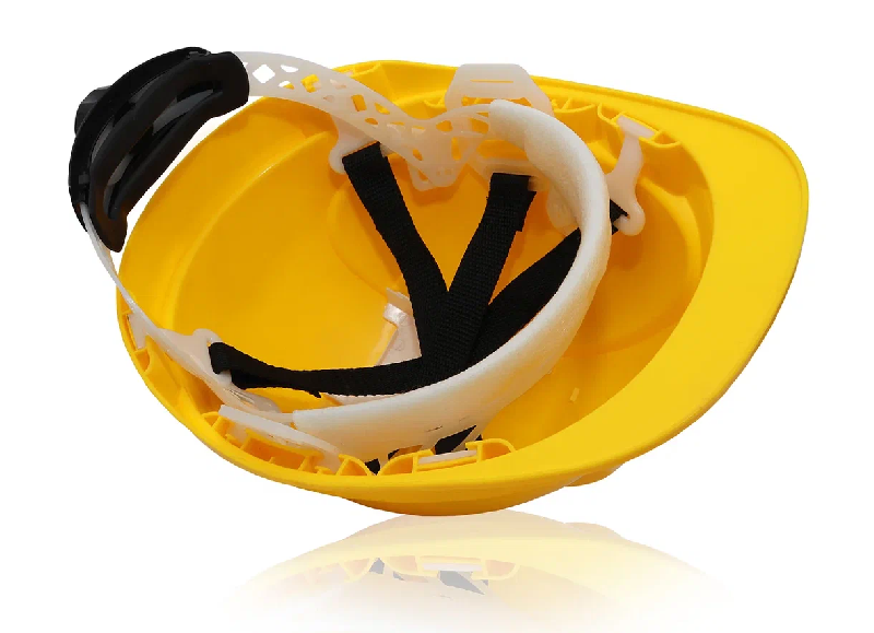 Каска защитная ЕЛАНПЛАСТ ФОРВАРД желтая (ленточное оголовье, храповый механизм)