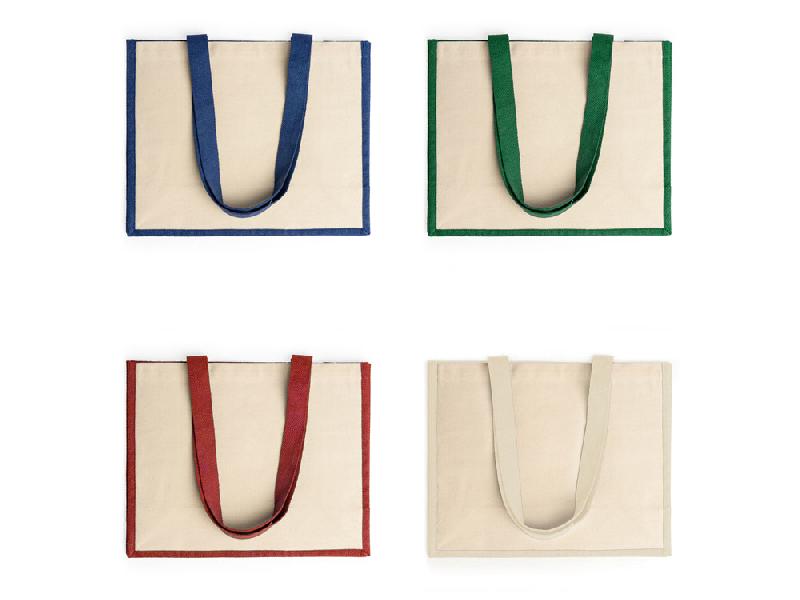 Сумка NANTES из ламинированного джута, бежевый/королевский синий