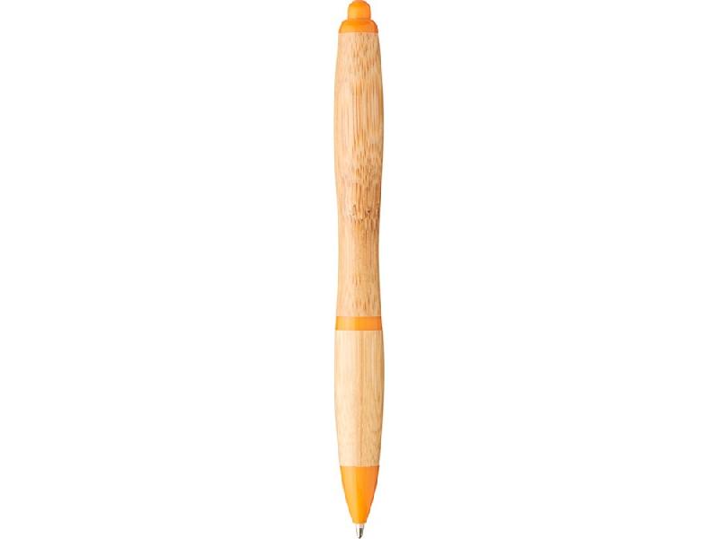 Шариковая ручка Nash из бамбука, натуральный/оранжевый