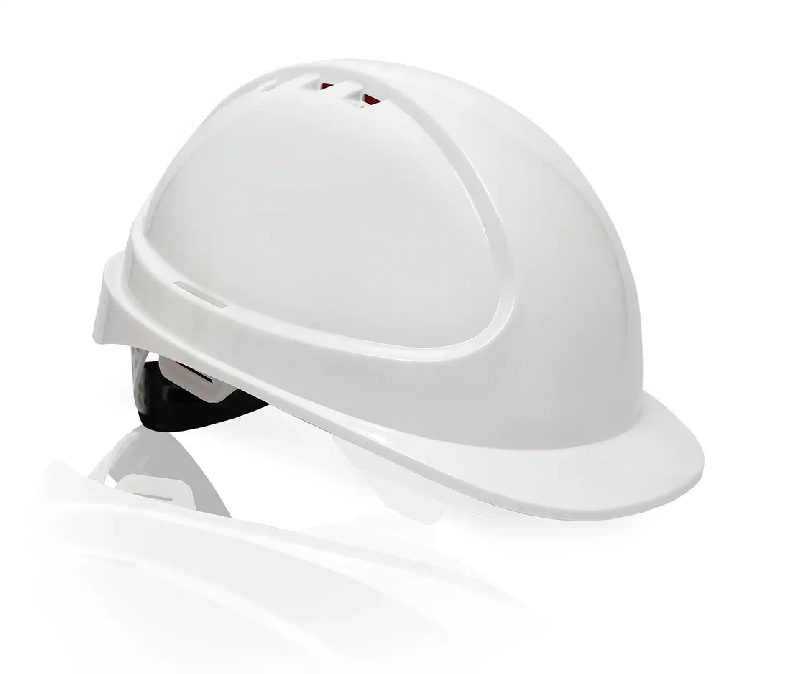Каска защитная ЕЛАНПЛАСТ ФОРВАРД белая (ленточное оголовье, храповый механизм)