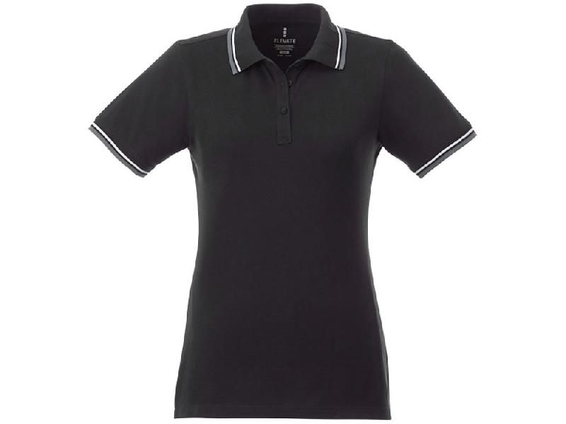 Женская футболка поло Fairfield с коротким рукавом с проклейкой, черный/серый меланж/белый