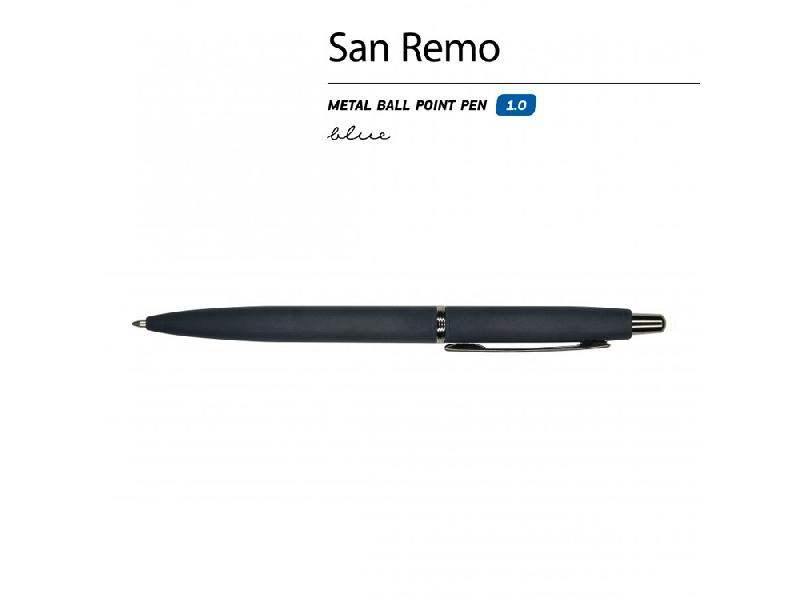 Ручка SAN REMO шариковая, автоматическая, темно-синий металлический корпус 1.00 мм, синяя