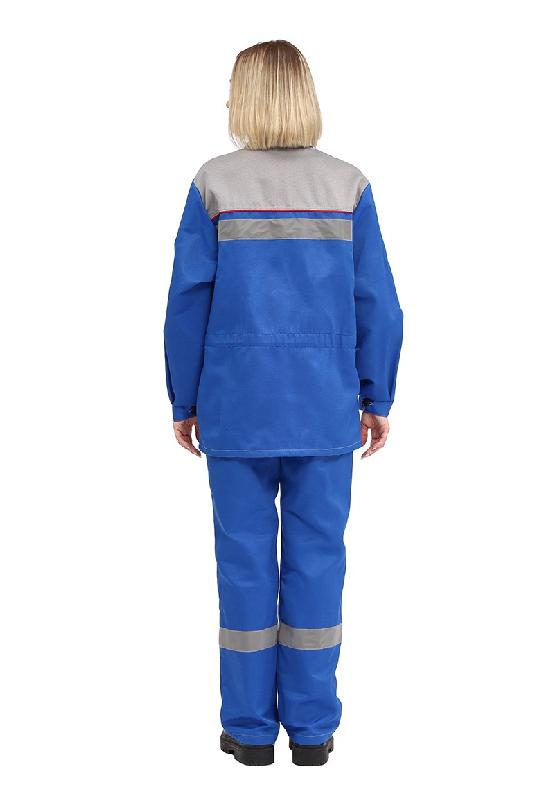 Костюм женский "УДАРНИК" куртка/брюки, цвет: василек/св.серый