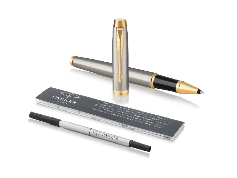 Ручка роллер Parker IM Core Brushed Metal GT, серебристый/золотистый