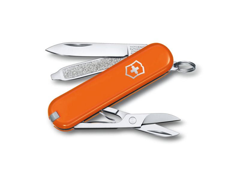 Нож-брелок VICTORINOX Classic SD Colors Mango Tango, 58 мм, 7 функций, оранжевый