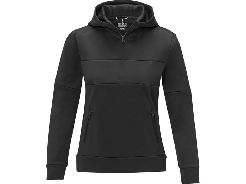 Женский свитер анорак Sayan на молнии на половину длины с капюшоном, черный