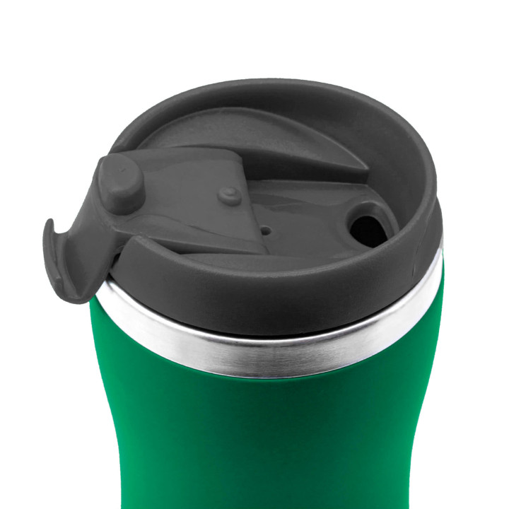 Термокружка SLIM SOFT 350мл. Зеленая с черной крышкой 6031.02