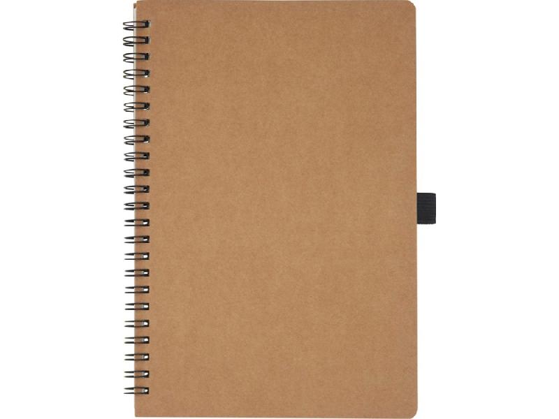 Блокнот Cobble на пружине, формат A5, изготовленный из переработанного картона, с листами из каменной бумаги, натуральный
