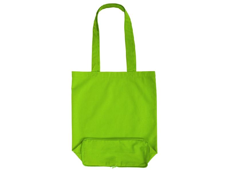 Складывающаяся сумка Skit из хлопка на молнии, зеленое яблоко