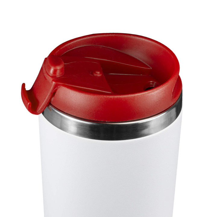 Термокружка KOMO WHITE 420мл. Белая с красной крышкой 6062.03