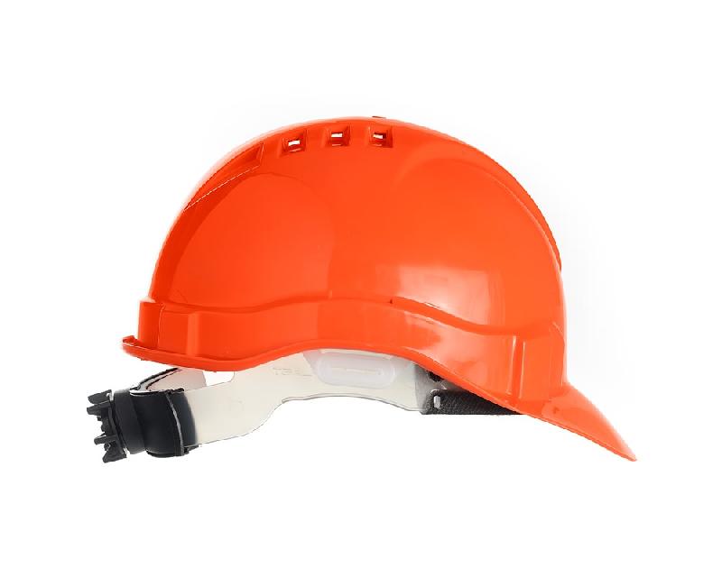 Каска защитная ЕЛАНПЛАСТ ЕВРОПА-ЛЮКС оранжевая (ленточное оголовье, храповый механизм)