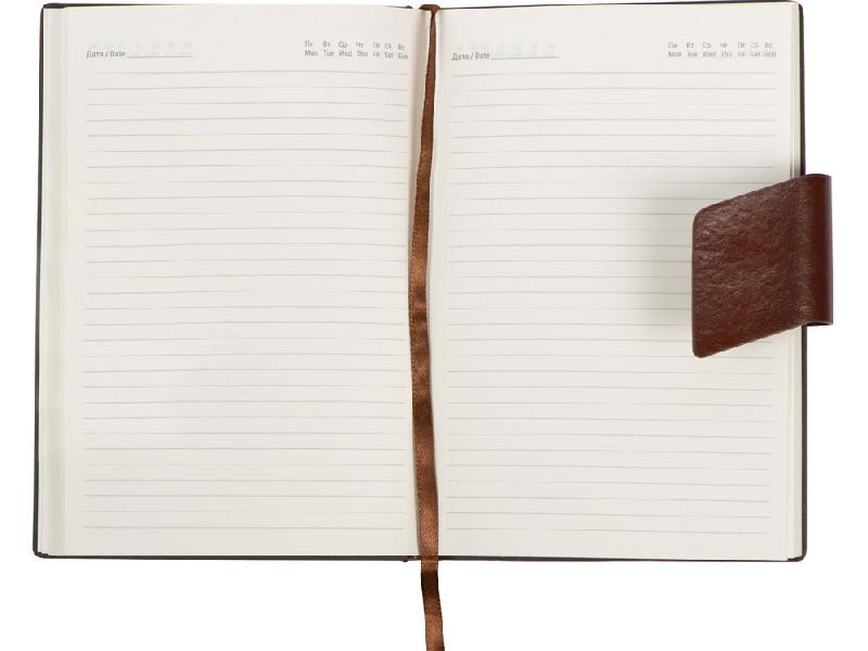 Бизнес блокнот А5 Monoi с клапаном, твердая обложка, 128 листов, коричневый
