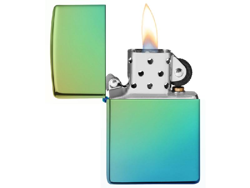 Зажигалка ZIPPO Classic с покрытием High Polish Teal, латунь/сталь, зелёная, глянцевая, 38x13x57 мм