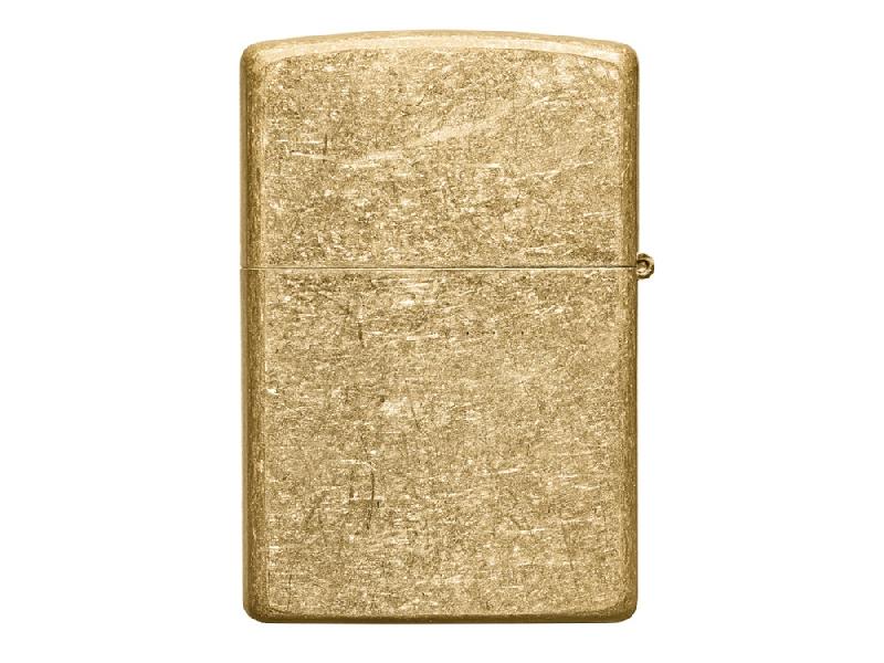 Зажигалка ZIPPO Classic с покрытием Tumbled Brass, латунь/сталь, золотистая, матовая, 38x13x57 мм