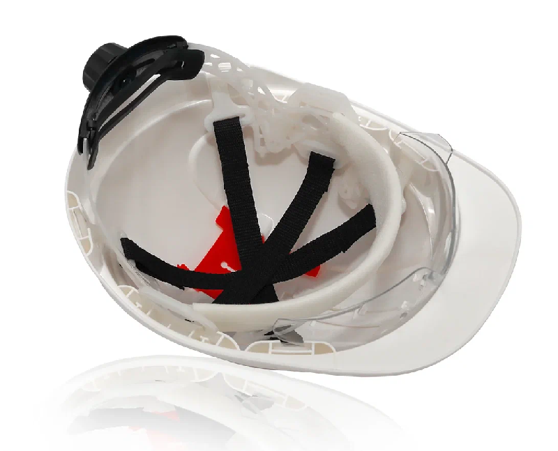 Каска защитная ЕЛАНПЛАСТ ФОРВАРД со встроенными очками оранжевая