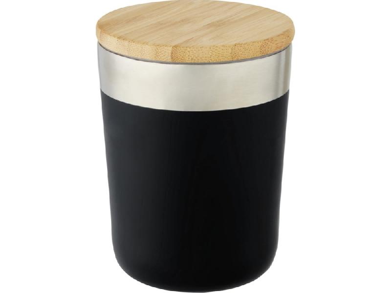 Lagan Кружка с медной вакуумной изоляцией объемом 300 мл и бамбуковой крышкой, черный