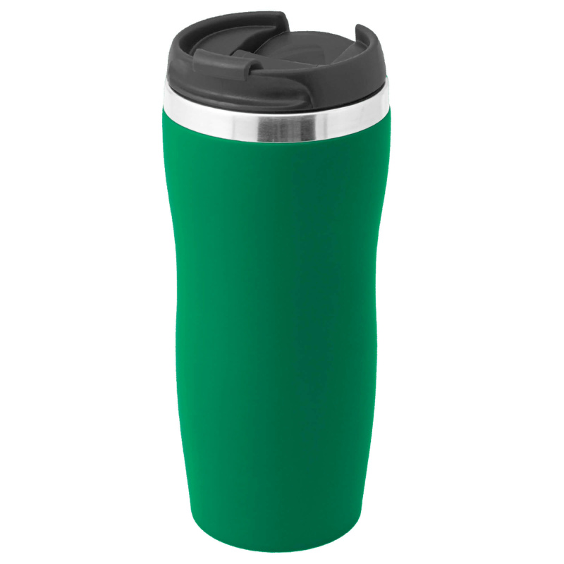 Термокружка SLIM SOFT 350мл. Зеленая с черной крышкой 6031.02