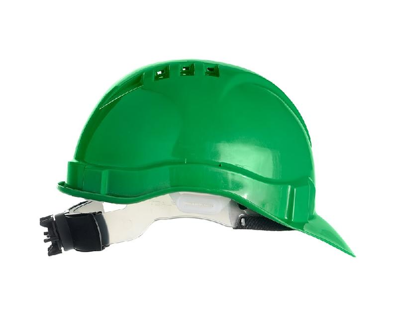 Каска защитная ЕЛАНПЛАСТ ЕВРОПА-ЛЮКС зеленая (ленточное оголовье, храповый механизм)