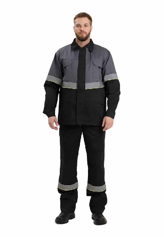Костюм мужской летний «ЮЖНАЯ ШИРОТА». куртка/полукомбинезон, цвет: черный/серый (Минпромторг)