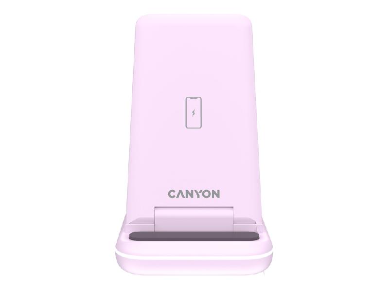 Беспроводное зарядное устройство 3-в-1 CANYON WS-304 (CNS-WCS304B), 15W, розовый