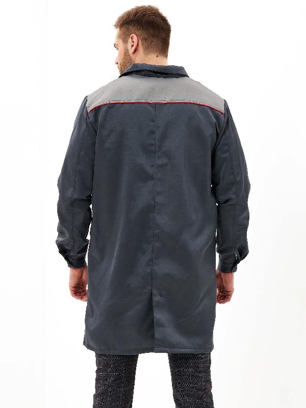 Халат мужской "Фаворит" серый/св.серым с красным КАНТОМ