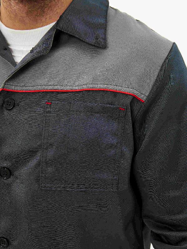 Халат мужской "Фаворит" серый/св.серым с красным КАНТОМ