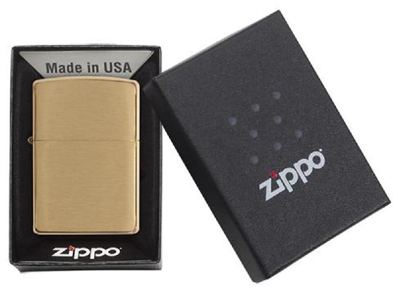 Зажигалка ZIPPO с покрытием Brushed Brass, латунь/сталь, золотистая, матовая, 38x13x57 мм