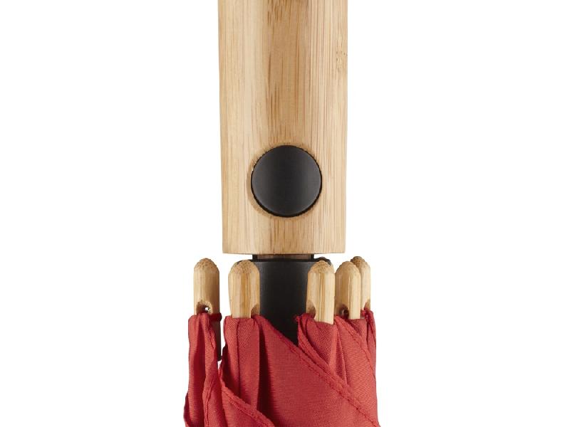 Зонт-трость 7379 Okobrella бамбуковый, полуавтомат, красный