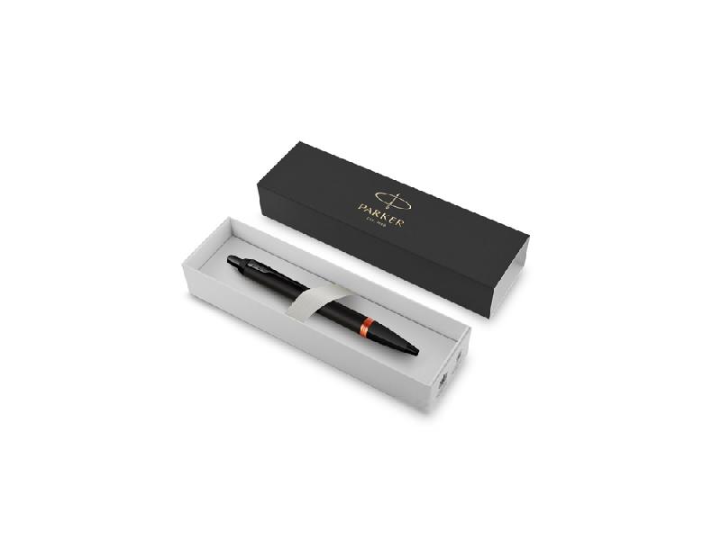 Шариковая ручка Parker IM Vibrant Rings Flame Orange, стержень: M blue, в подарочной упаковке.