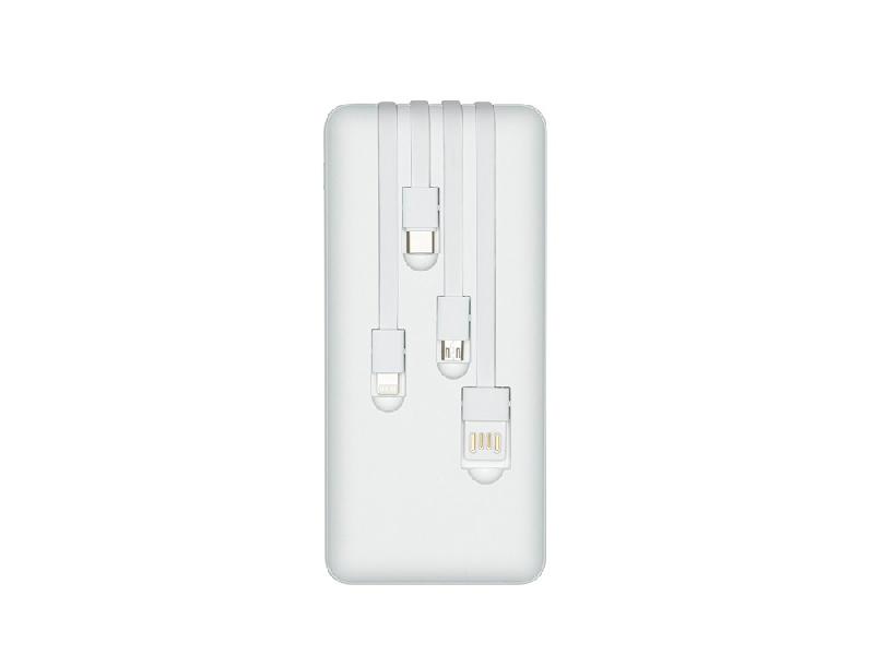 RIVACASE VA2220 (20000 мАч) внешний аккумулятор с дисплеем и встроенными кабелями, белый, 12/24