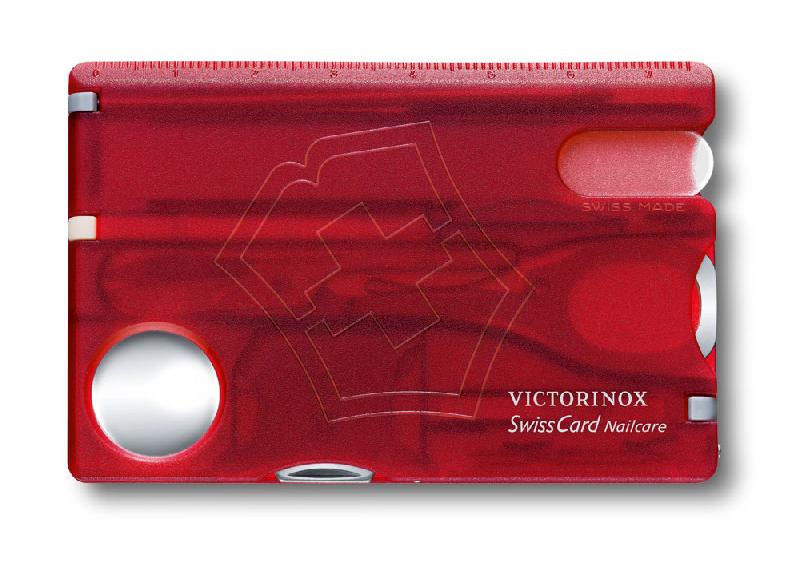 Швейцарская карточка VICTORINOX SwissCard Nailcare, 13 функций, полупрозрачная красная