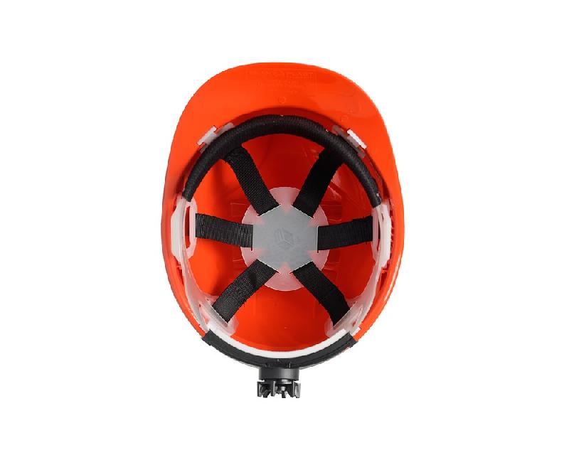 Каска защитная ЕЛАНПЛАСТ ЕВРОПА-ЛЮКС оранжевая (ленточное оголовье, храповый механизм)