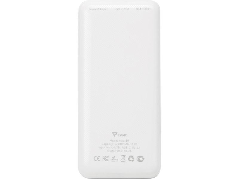 Внешний аккумулятор Evolt Mini-10, 10000 mAh, белый (P)
