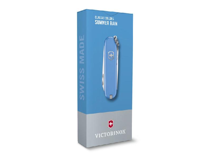 Нож-брелок VICTORINOX Classic SD Colors Summer Rain, 58 мм, 7 функций, голубой