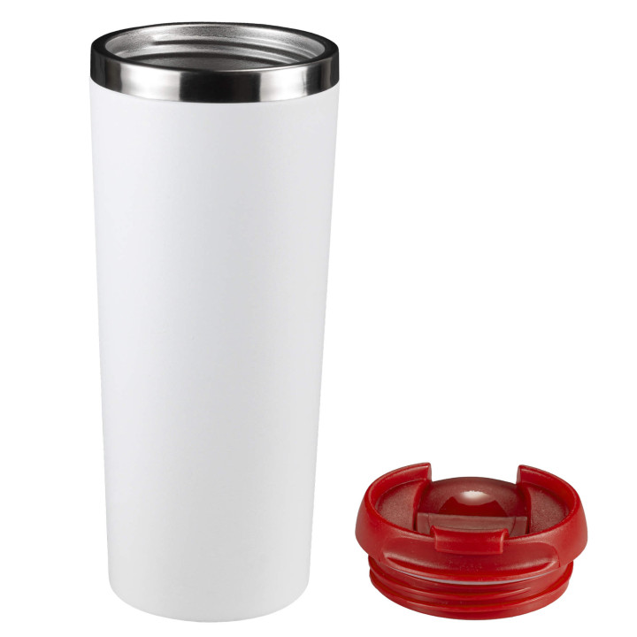Термокружка KOMO WHITE 420мл. Белая с красной крышкой 6062.03