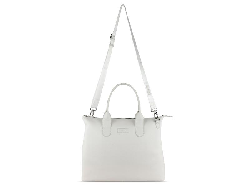 Сумка-шоппер BUGATTI Elsa, белая, воловья кожа/полиэстер, 46х11х31,5 см