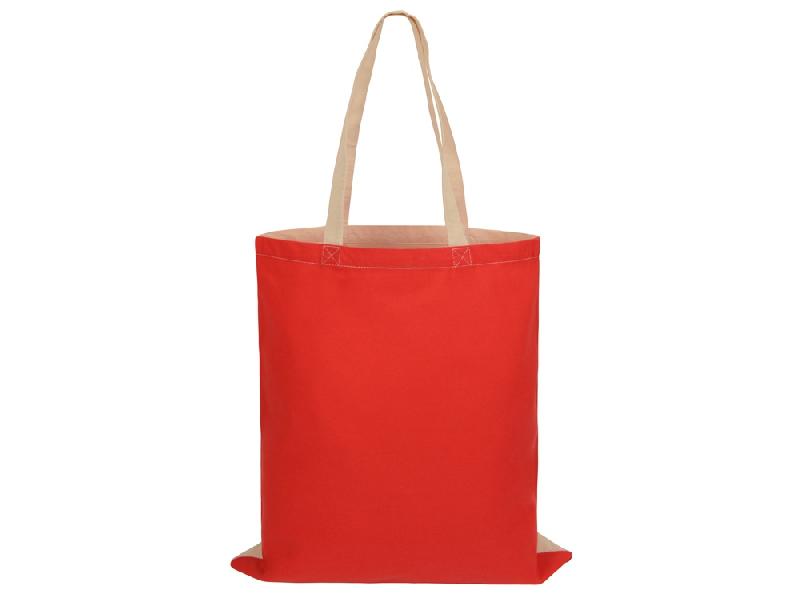 Сумка для шопинга Twin двухцветная из хлопка, 180 г/м2, красный/натуральный