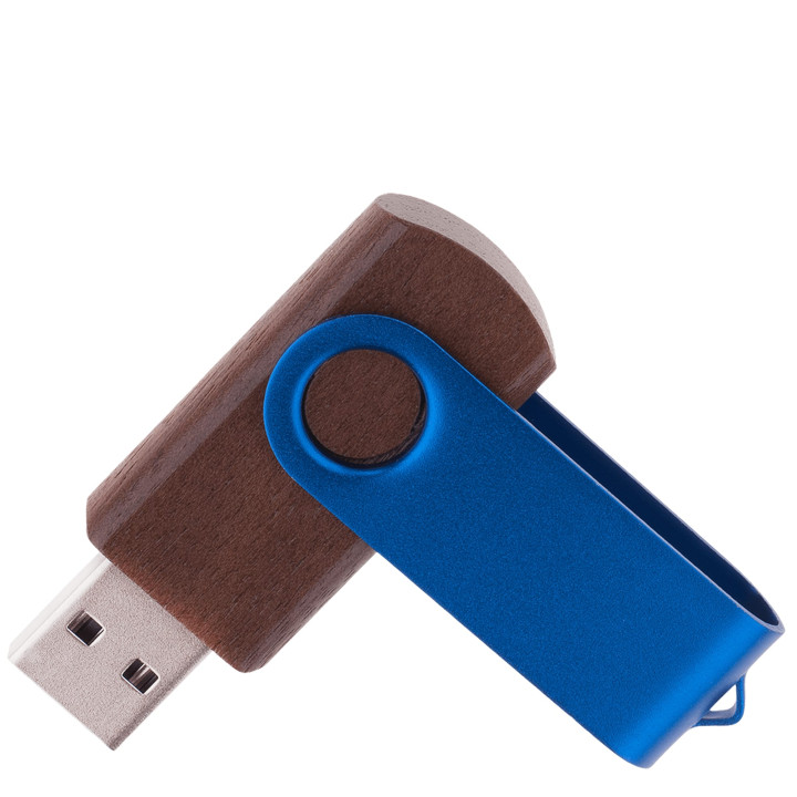 Флешка TWIST WOOD COLOR Темное дерево с синим 4014.32.01.4ГБ