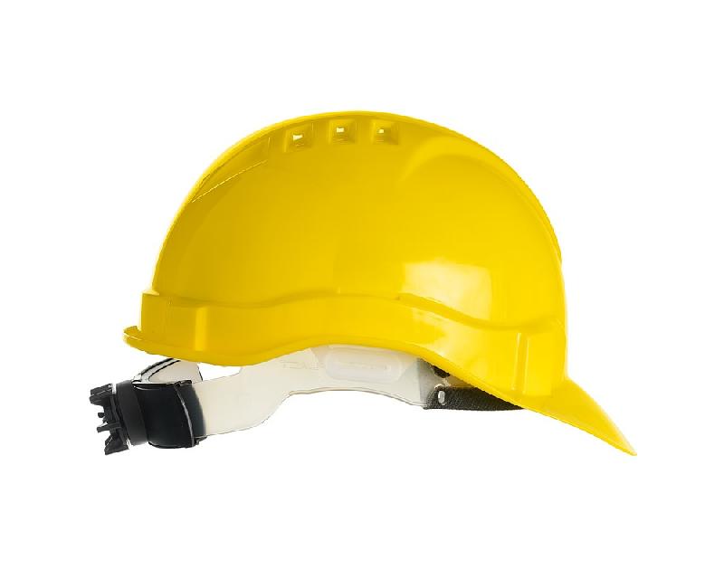 Каска защитная ЕЛАНПЛАСТ ЕВРОПА-ЛЮКС желтая (ленточное оголовье, храповый механизм)
