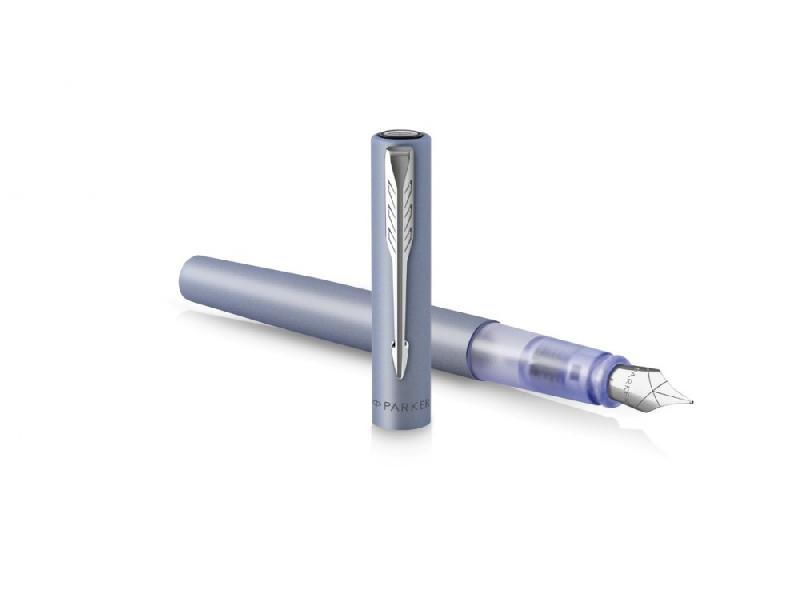 Перьевая ручка Parker Vector XL Silver Blue CT, цвет чернил blue, перо: F/M, в подарочной упаковке.
