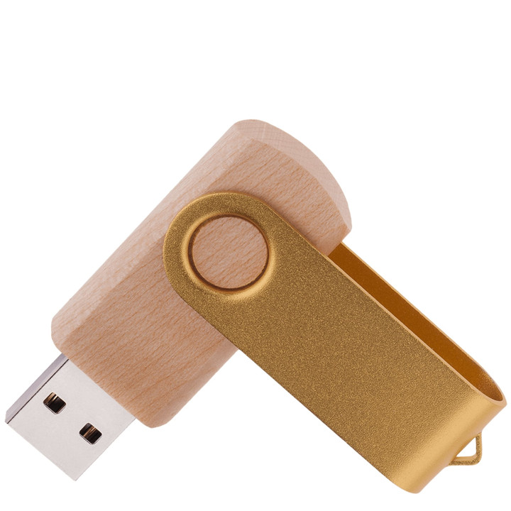 Флешка TWIST WOOD COLOR Светлое дерево с золотистым 4014.31.17.64ГБ